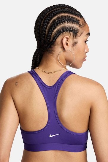 Nike Purple Pro Swoosh Light-Support Non-Padded Graphic Sports Bra