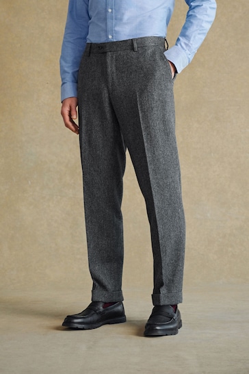Barbour® Grey Herringbone Suit Trousers