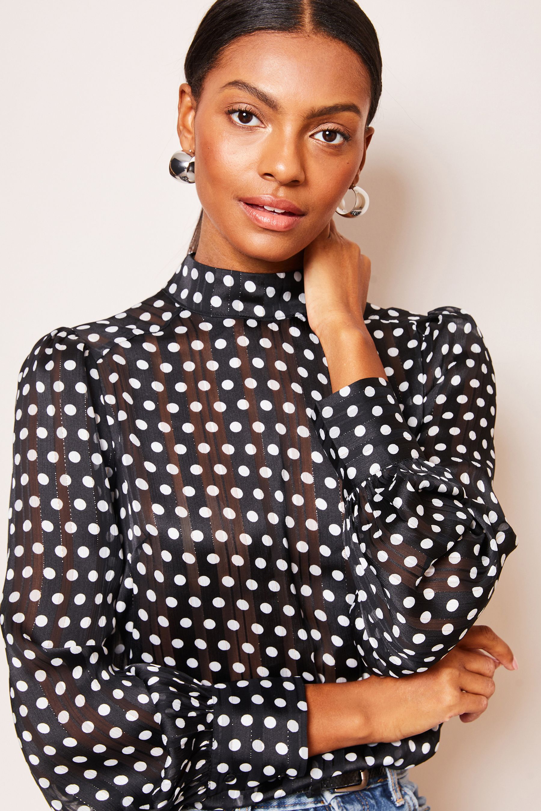Buy Lipsy Black High Neck Long Sleeve Blouse from the Next UK