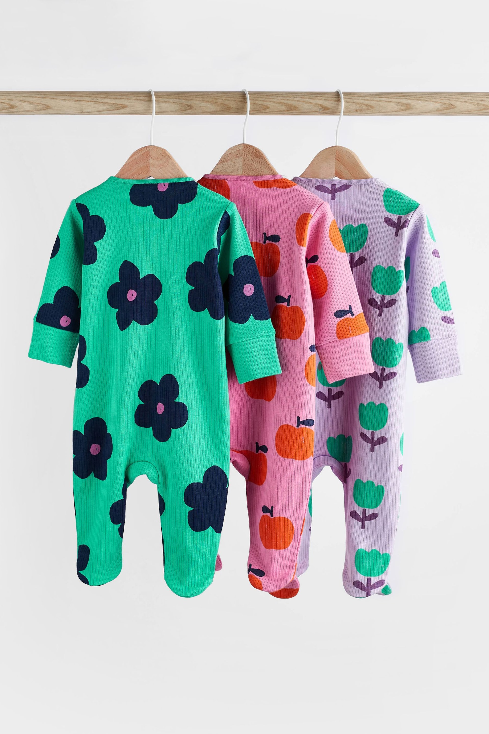 Bright Baby 2 Way Zip Sleepsuit 3 Pack (0mths-2yrs) - Image 2 of 14