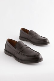 Brown Tumbled Leather Saddle Loafers - Image 3 of 7