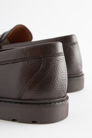 Brown Tumbled Leather Saddle Loafers - Image 5 of 7