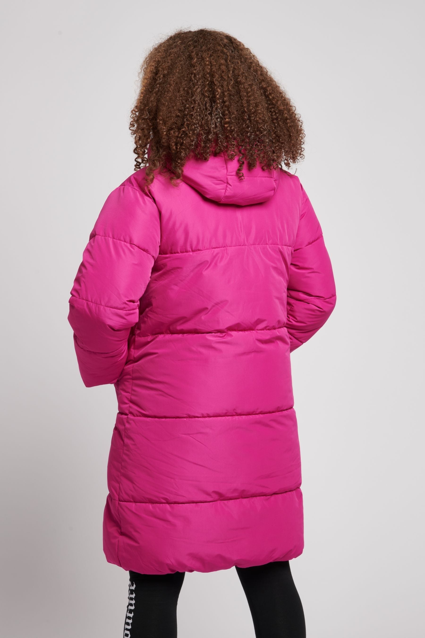 Pink longline puffer jacket store