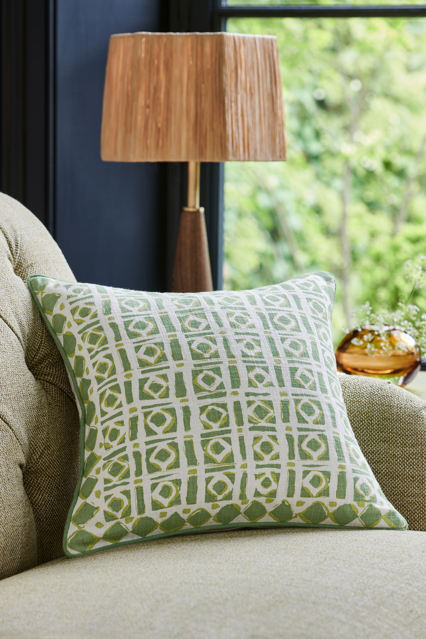 Buy Nina Campbell Green Batik Check Cushion from the Next UK
