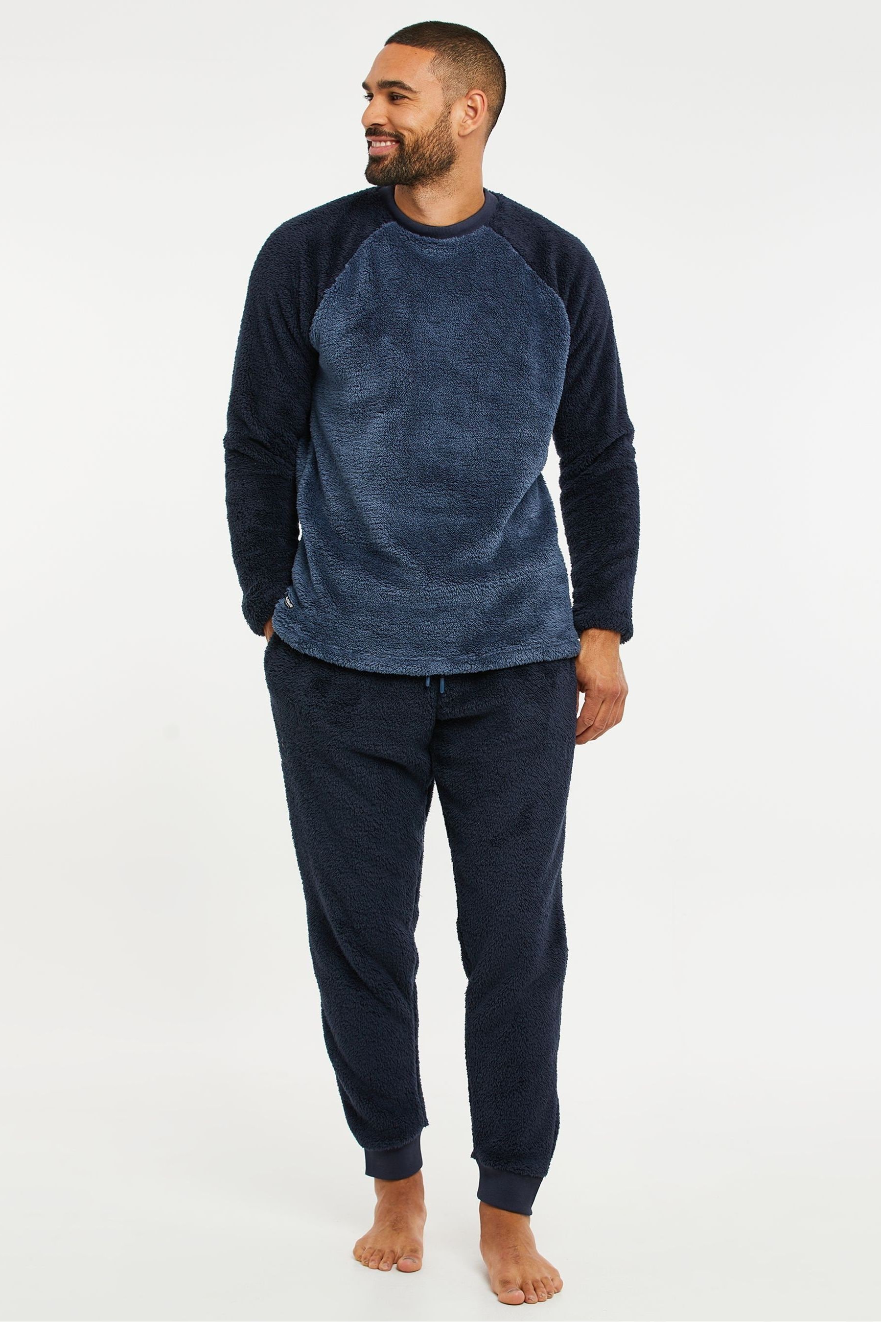Buy Threadbare Blue Threadbare Borg Pyjama Set from the Next UK online shop