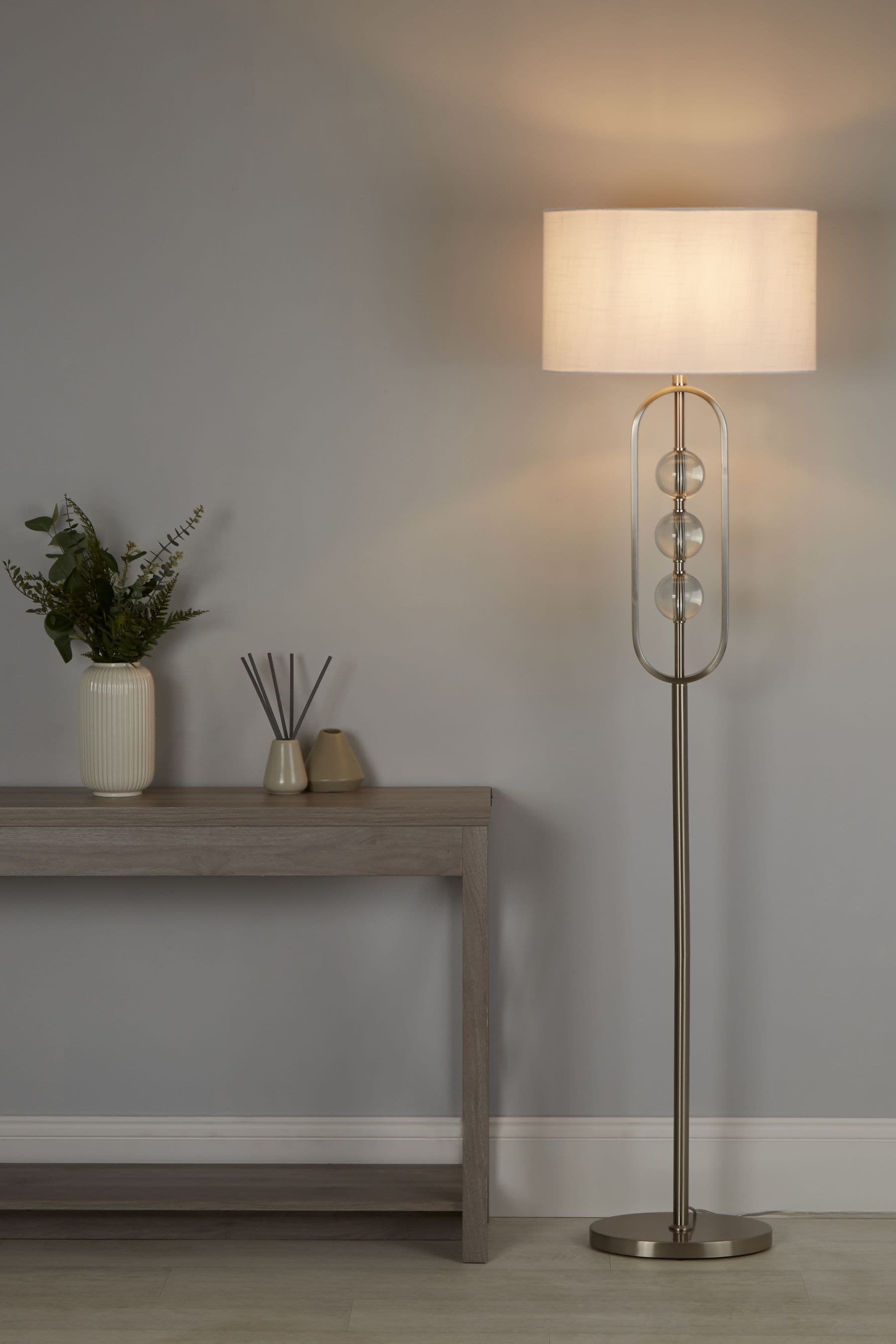 Searchlight Satin Silver Laburnum Floor Lamp