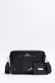 River Island Black Monogram Boxy Cross-Body Bag - Image 1 of 4