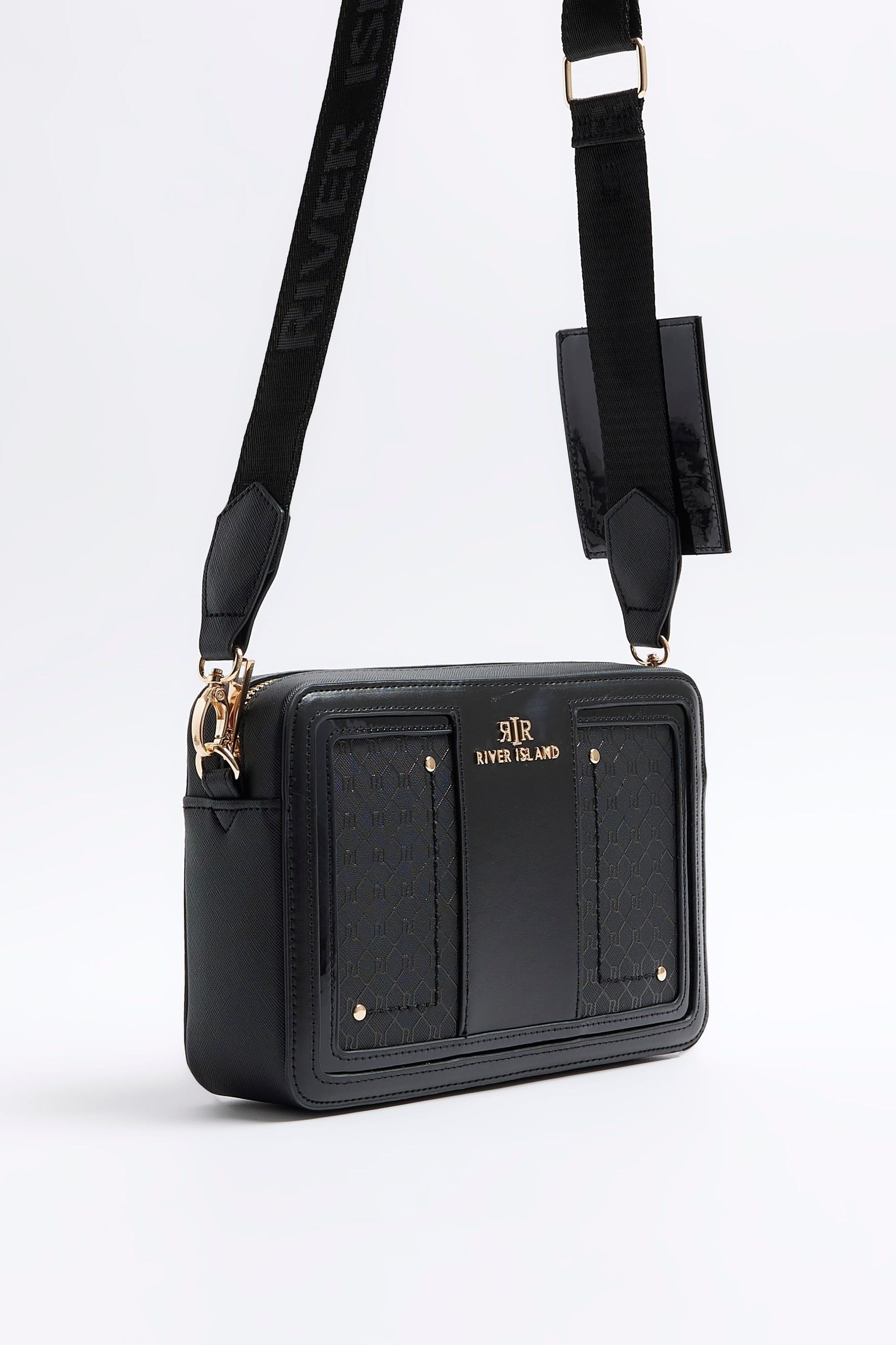 Buy River Island Black Monogram Boxy Cross Body Bag from Next USA