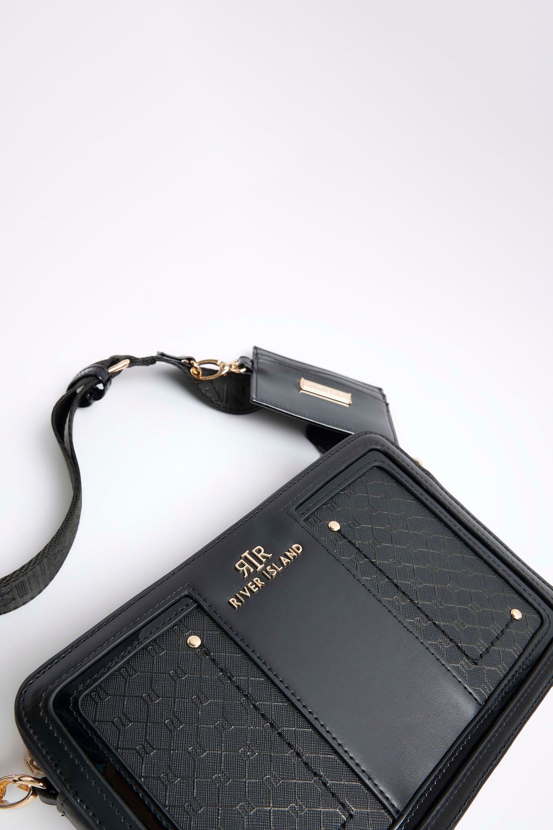 Buy River Island Black Monogram Boxy Cross Body Bag from Next Egypt