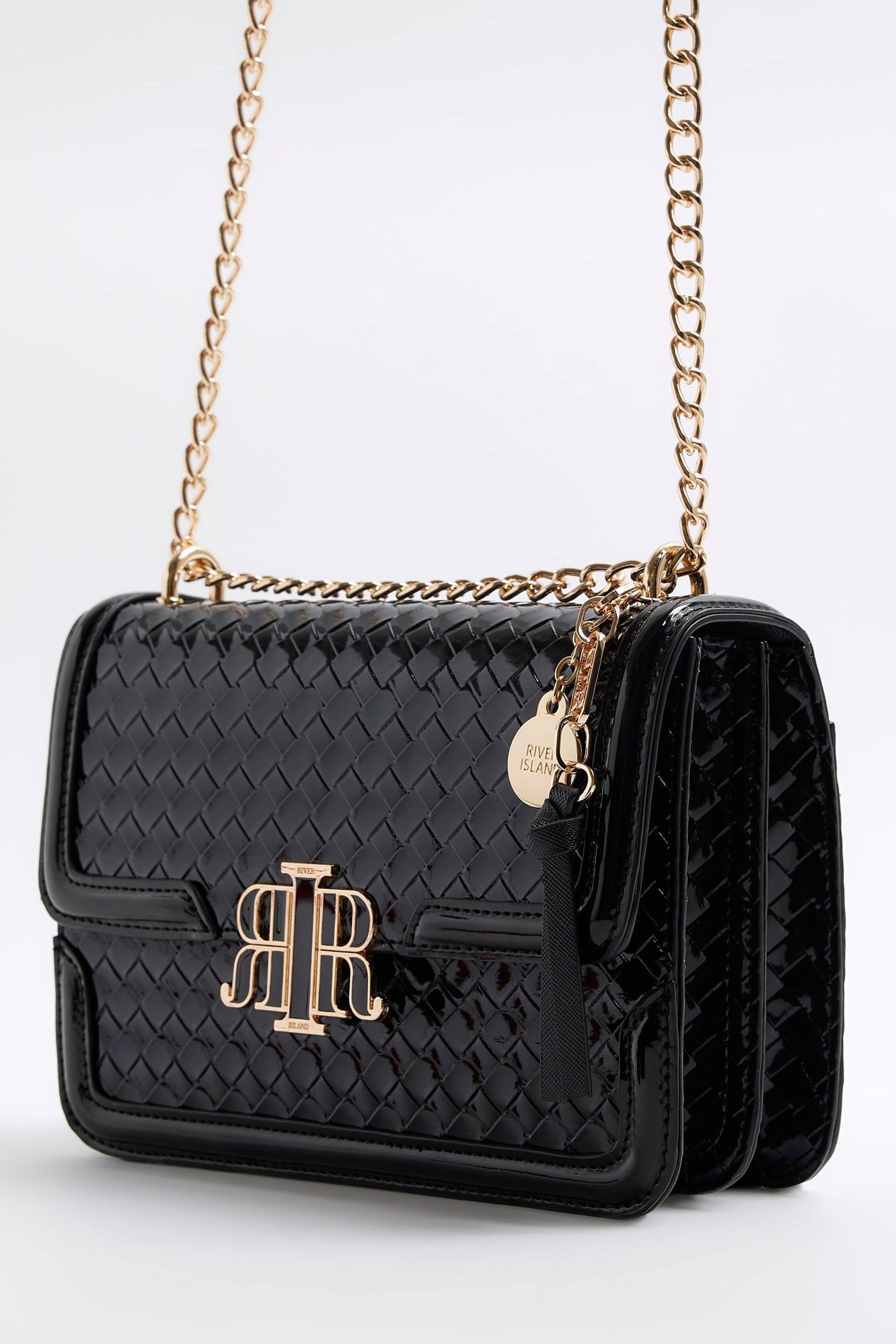 River island black chain bag sale