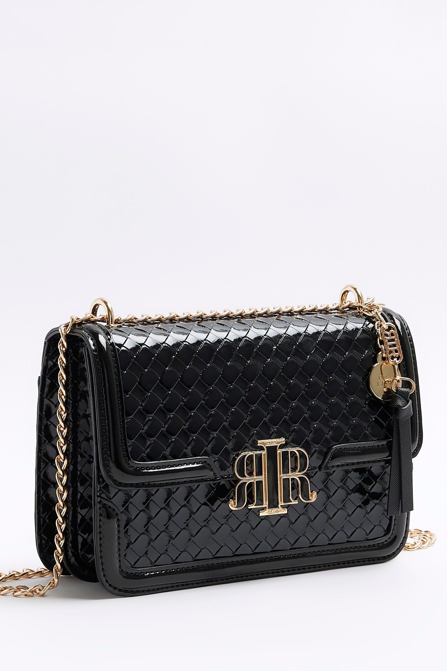 Buy River Island Black Embossed Woven Satchel Bag from Next Germany