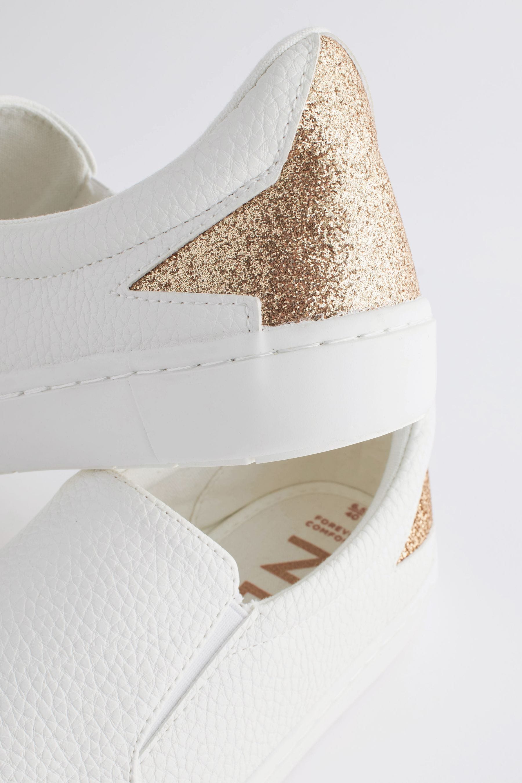 Buy White Forever Comfort Slip On Star Trainers from Next Luxembourg