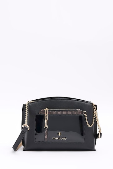 River Island Black Monogram Pouch Cross Body Bag