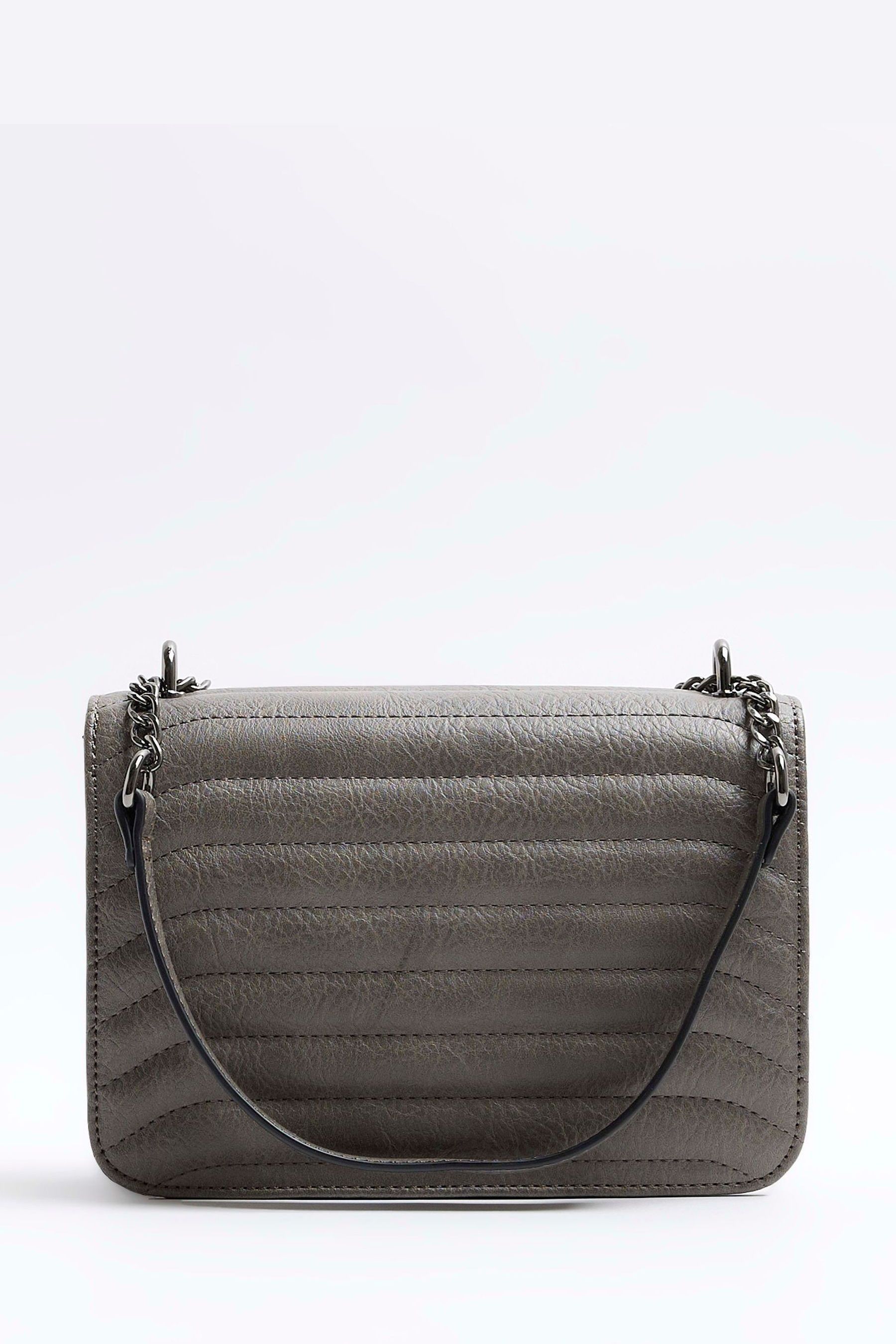 Buy River Island Grey PU Quilted Chain Shoulder Bag from the Next