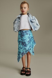 Multi Blue Floral Printed Asymmetric Skirt (3-16yrs) - Image 1 of 8