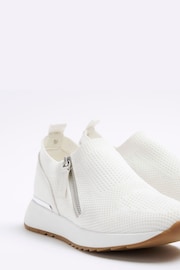 River Island White Knitted Slip On Trainers - Image 4 of 4