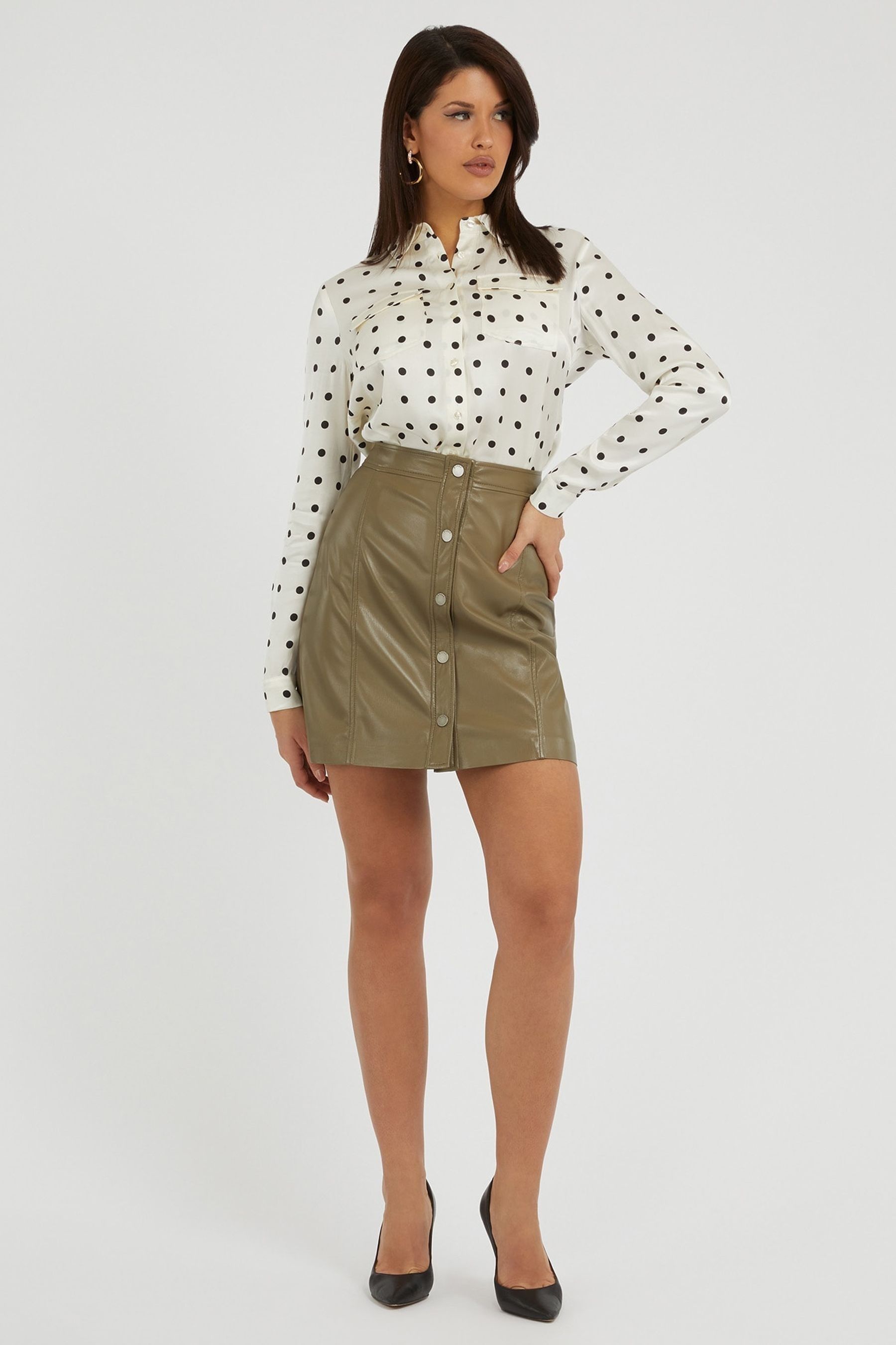 Guess faux leather mini hot sale skirt