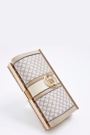 River Island Cream Panelled Monogram Cliptop Purse - Image 3 of 4