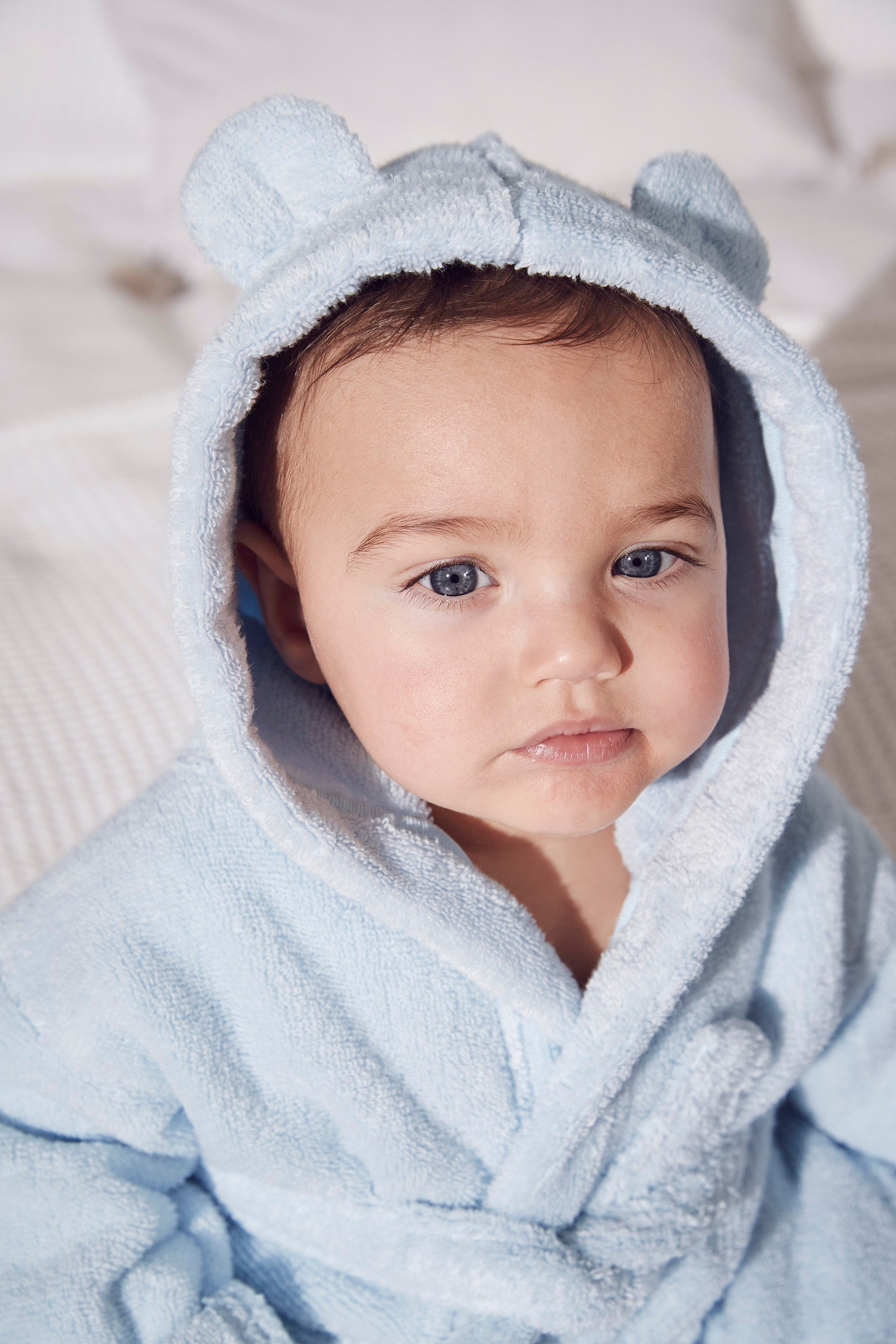 Buy The White Company Baby Blue Bear Ears 100 Cotton Dressing Gown from the Next UK online shop