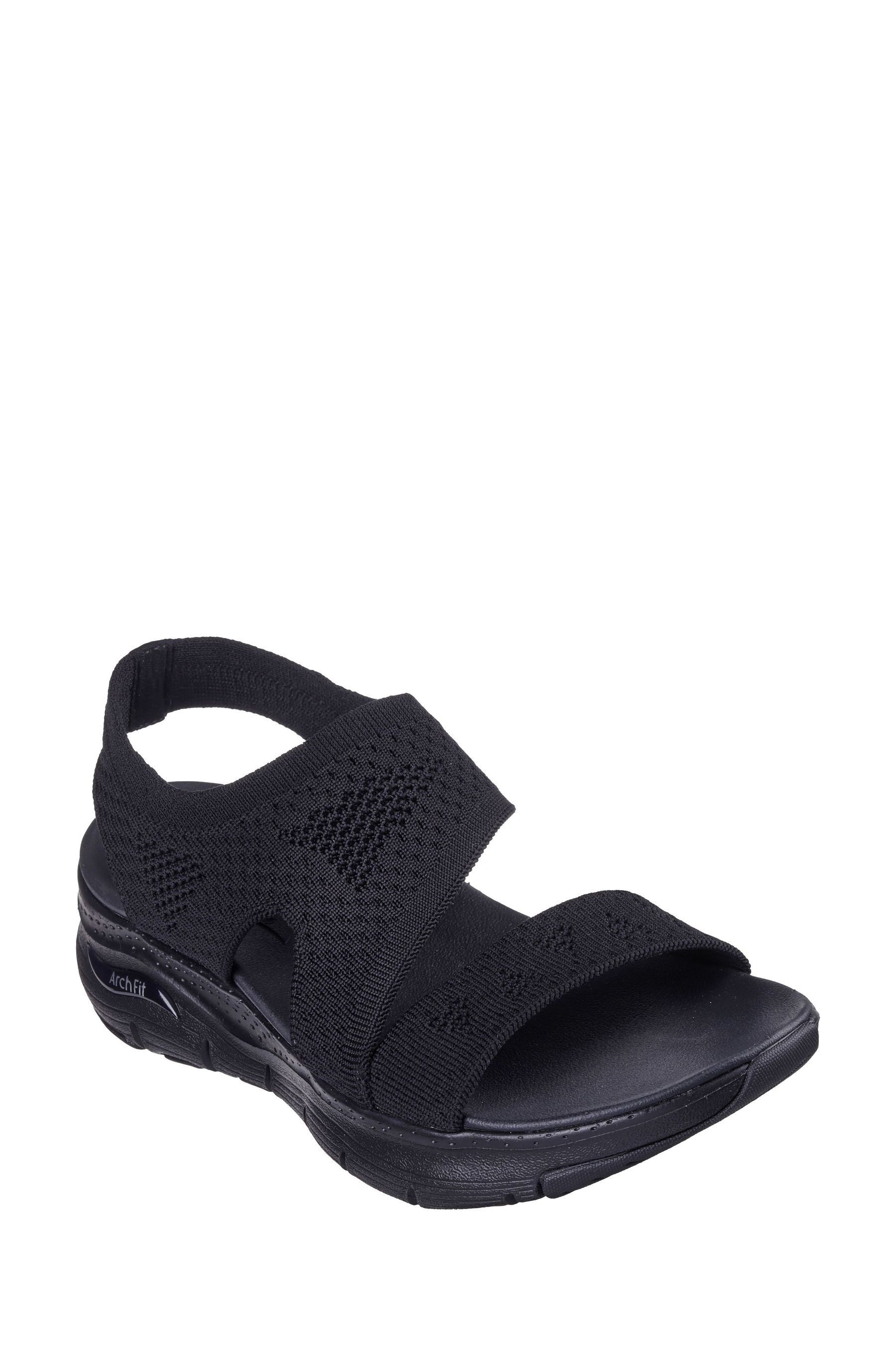 Sketchers black sandals new arrivals