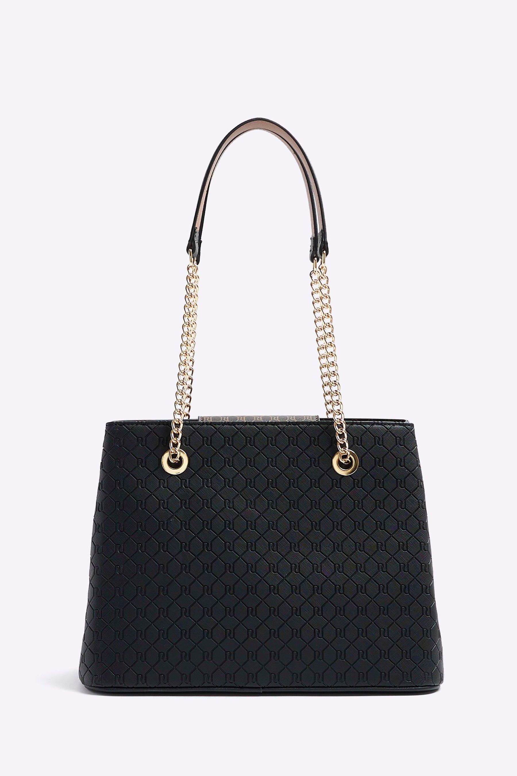 River Island Black Monogram Pocket Tote Bag