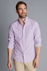 Charles Tyrwhitt Purple Plain Sf Button-down Non-iron Stretch Oxford Shirt - Image 1 of 6