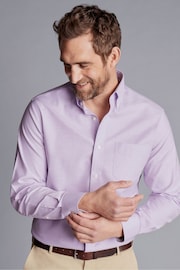 Charles Tyrwhitt Purple Plain Sf Button-down Non-iron Stretch Oxford Shirt - Image 2 of 6