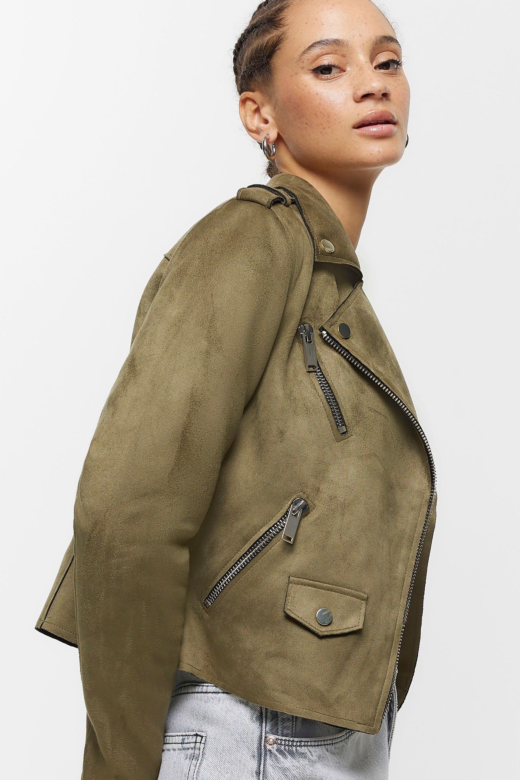 River island green suede jacket hotsell