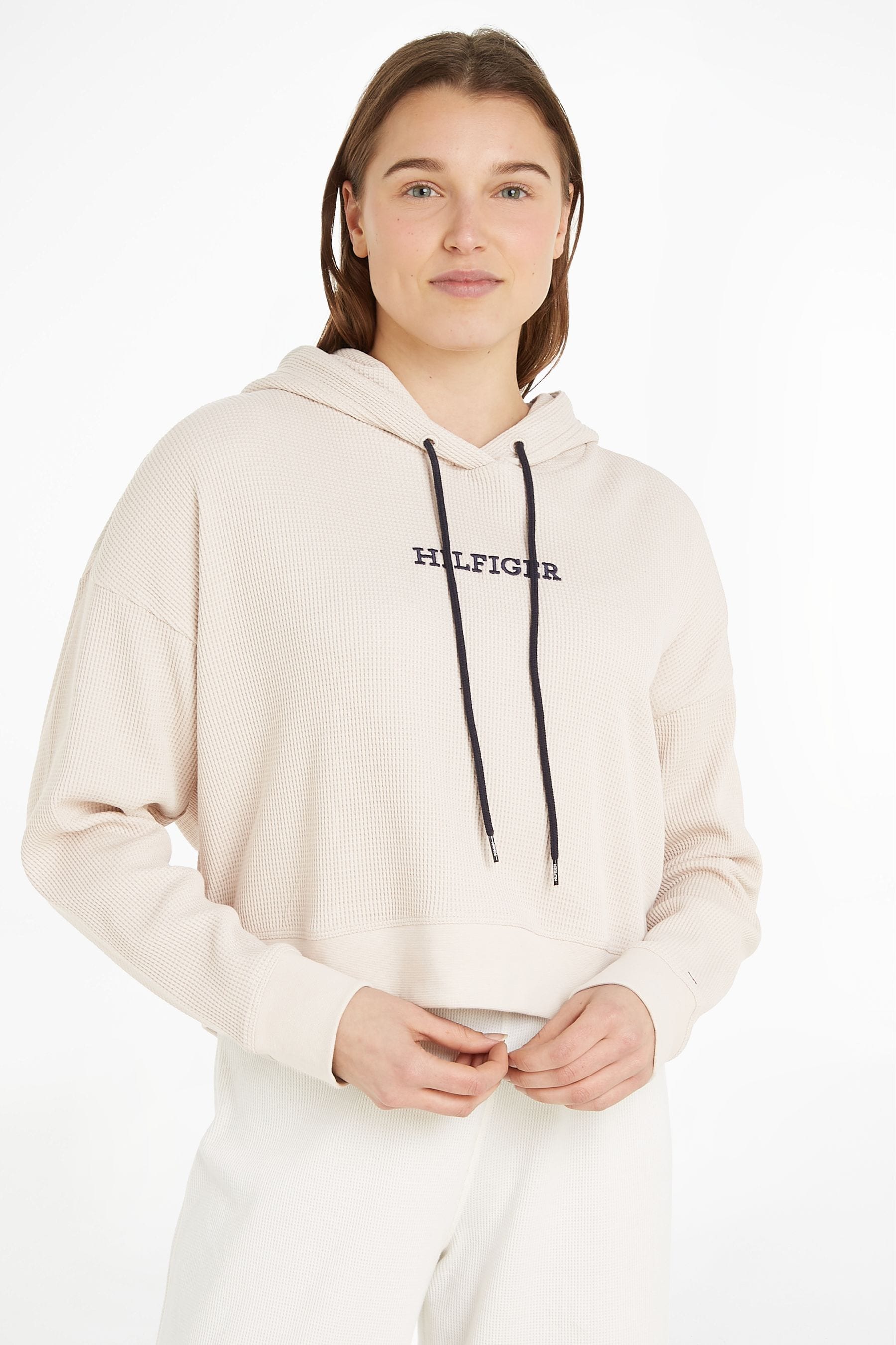 Tommy hilfiger cream hoodie on sale
