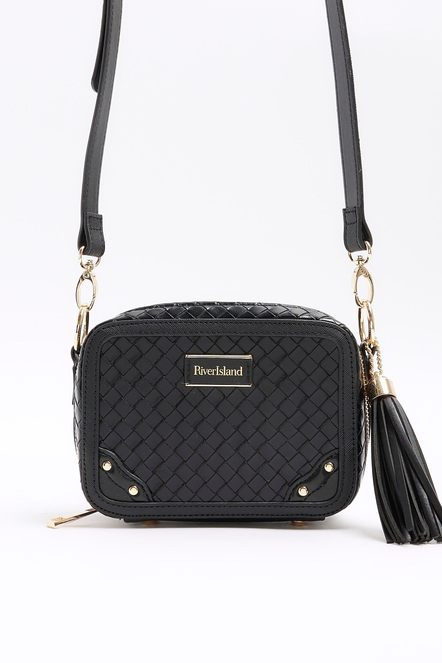 Buy River Island Black Weave Oval Boxy Bag from Next United Arab Emirates