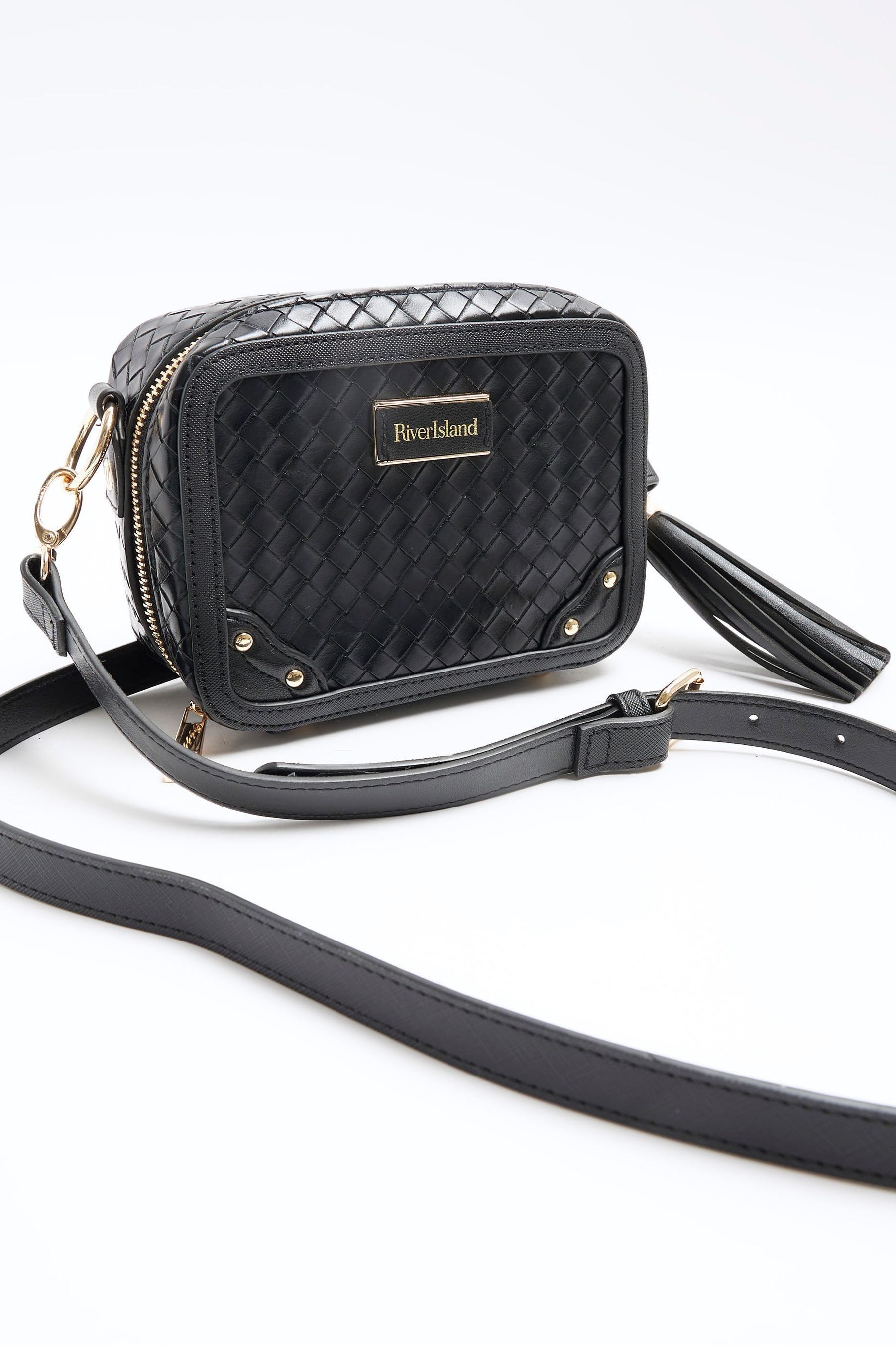 Buy River Island Black Weave Oval Boxy Bag from the Next UK online
