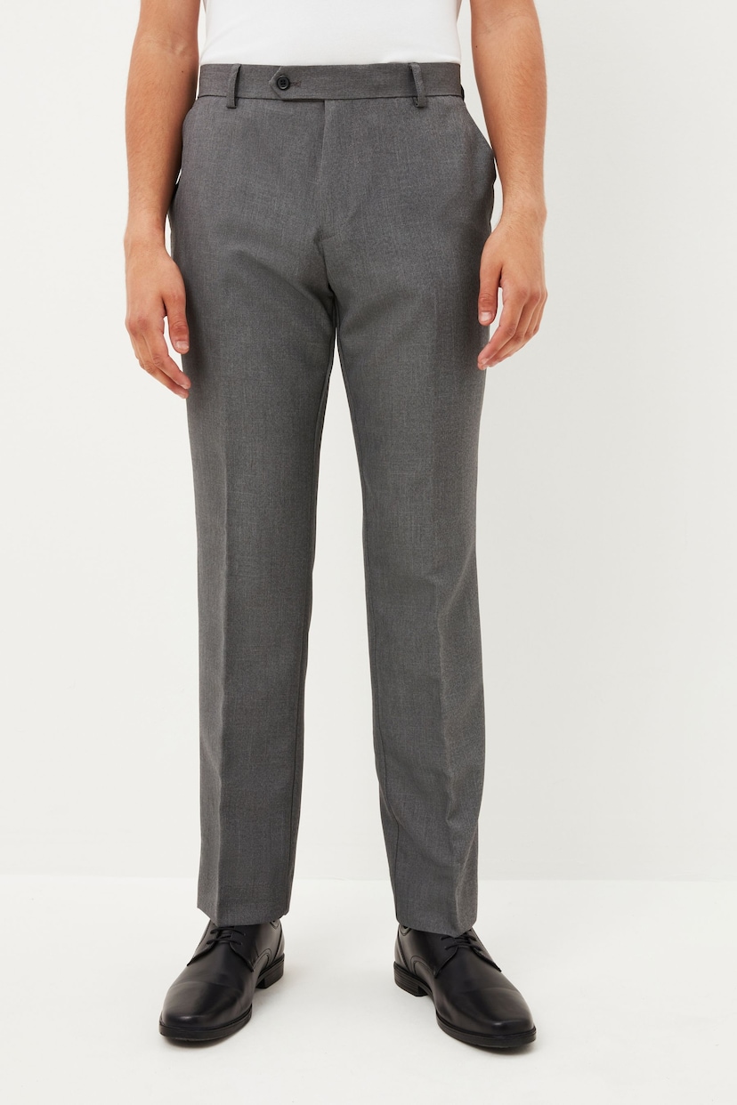 Light Grey Machine Washable Plain Front Smart Trousers - Image 1 of 7