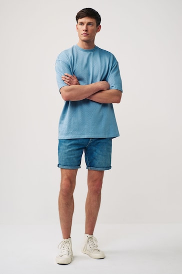 Mid Blue Summer Weight Denim Shorts