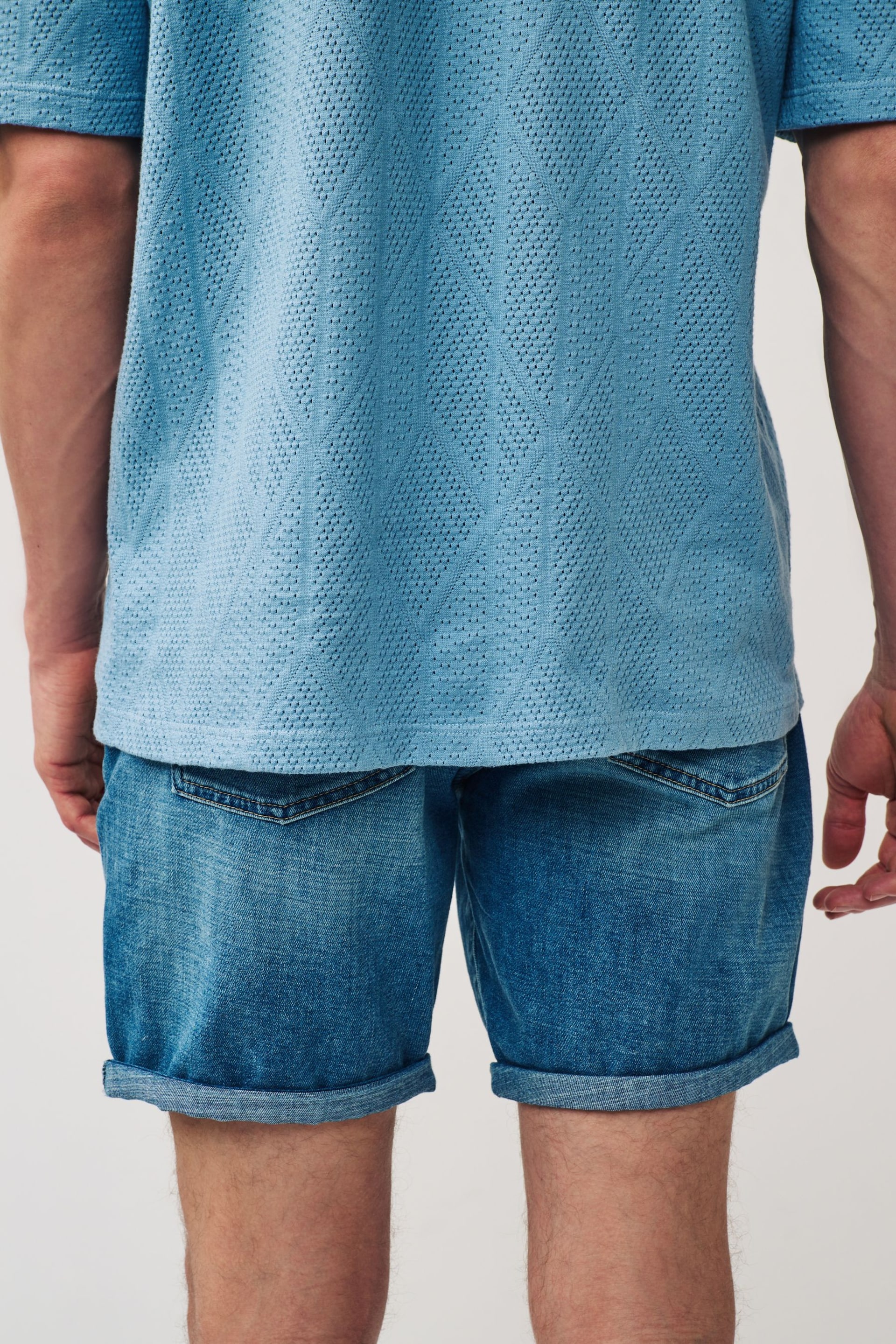 Mid Blue Summer Weight Denim Shorts - Image 3 of 8