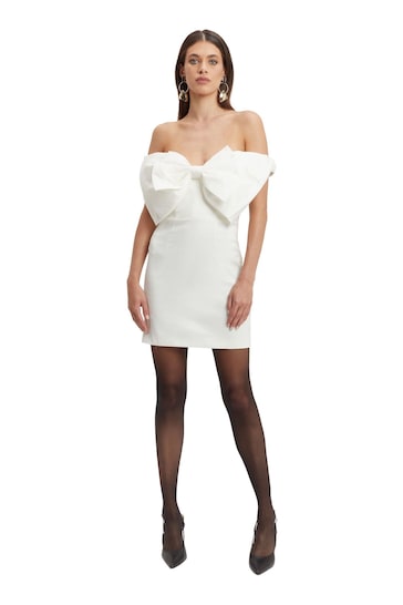 Bardot White White Bow Tie Mini Dress