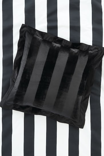 Style Sisters Black Velvet Stripe Cushion