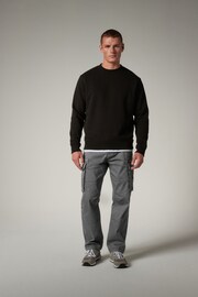 Charcoal Grey Straight Authentic Stretch Cotton Blend Cargo Trousers - Image 2 of 9