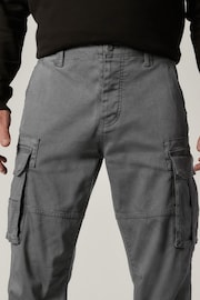 Charcoal Grey Straight Authentic Stretch Cotton Blend Cargo Trousers - Image 4 of 9