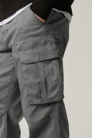 Charcoal Grey Straight Authentic Stretch Cotton Blend Cargo Trousers - Image 6 of 9