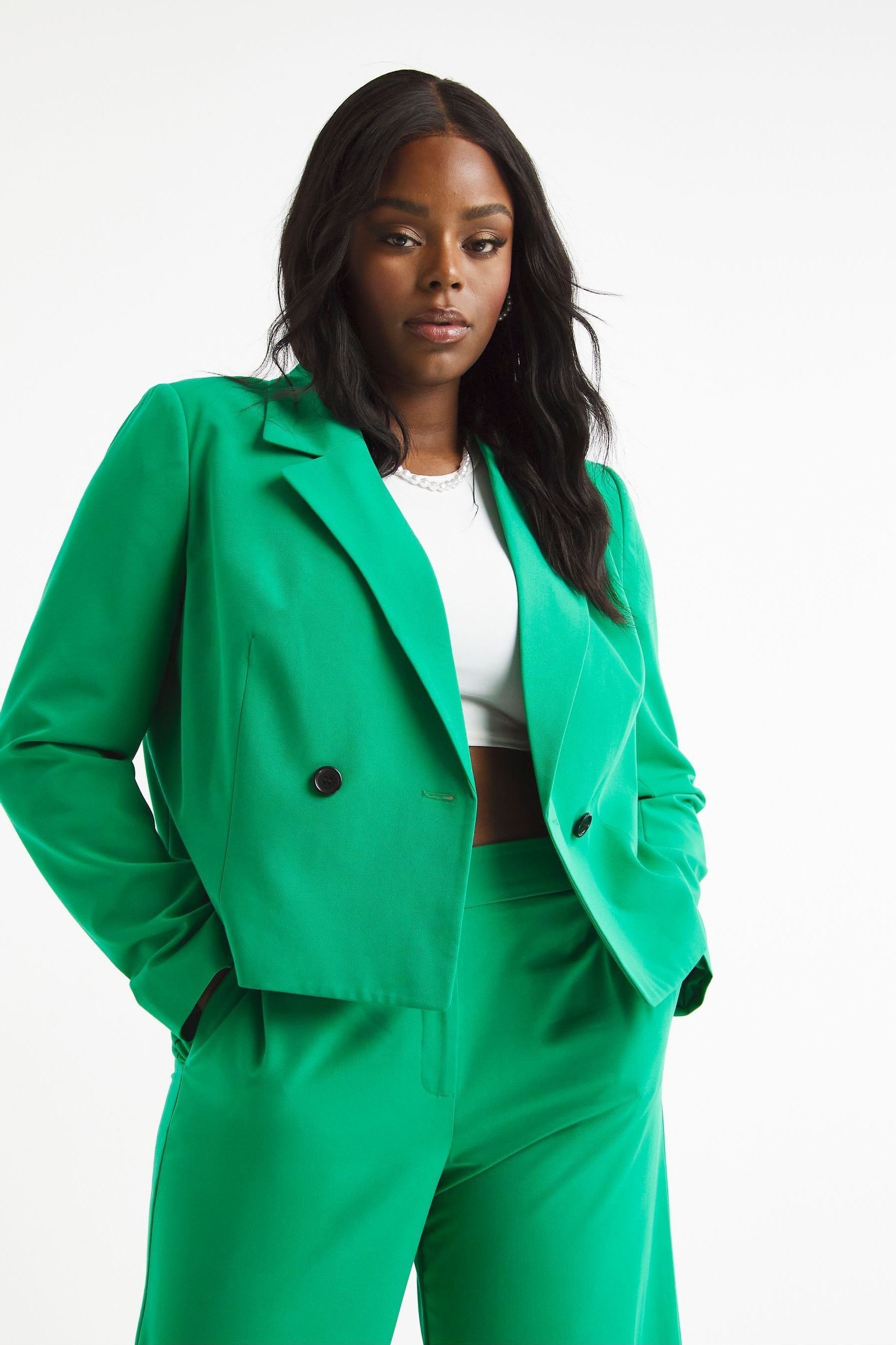 Double breasted cropped blazer hot sale