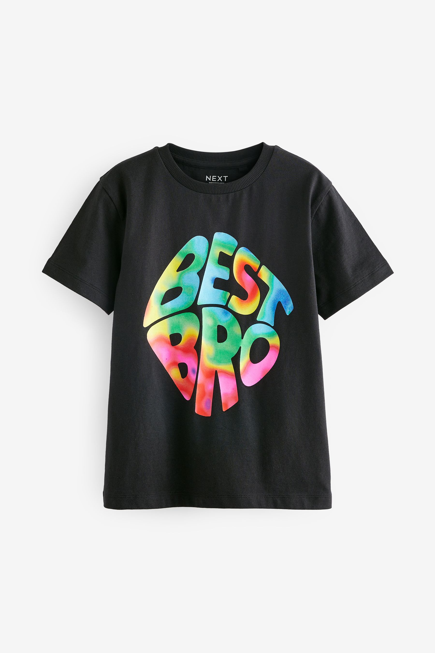 Black Best Bro Short Sleeves Graphic 100 Cotton T Shirt 3 16yrs