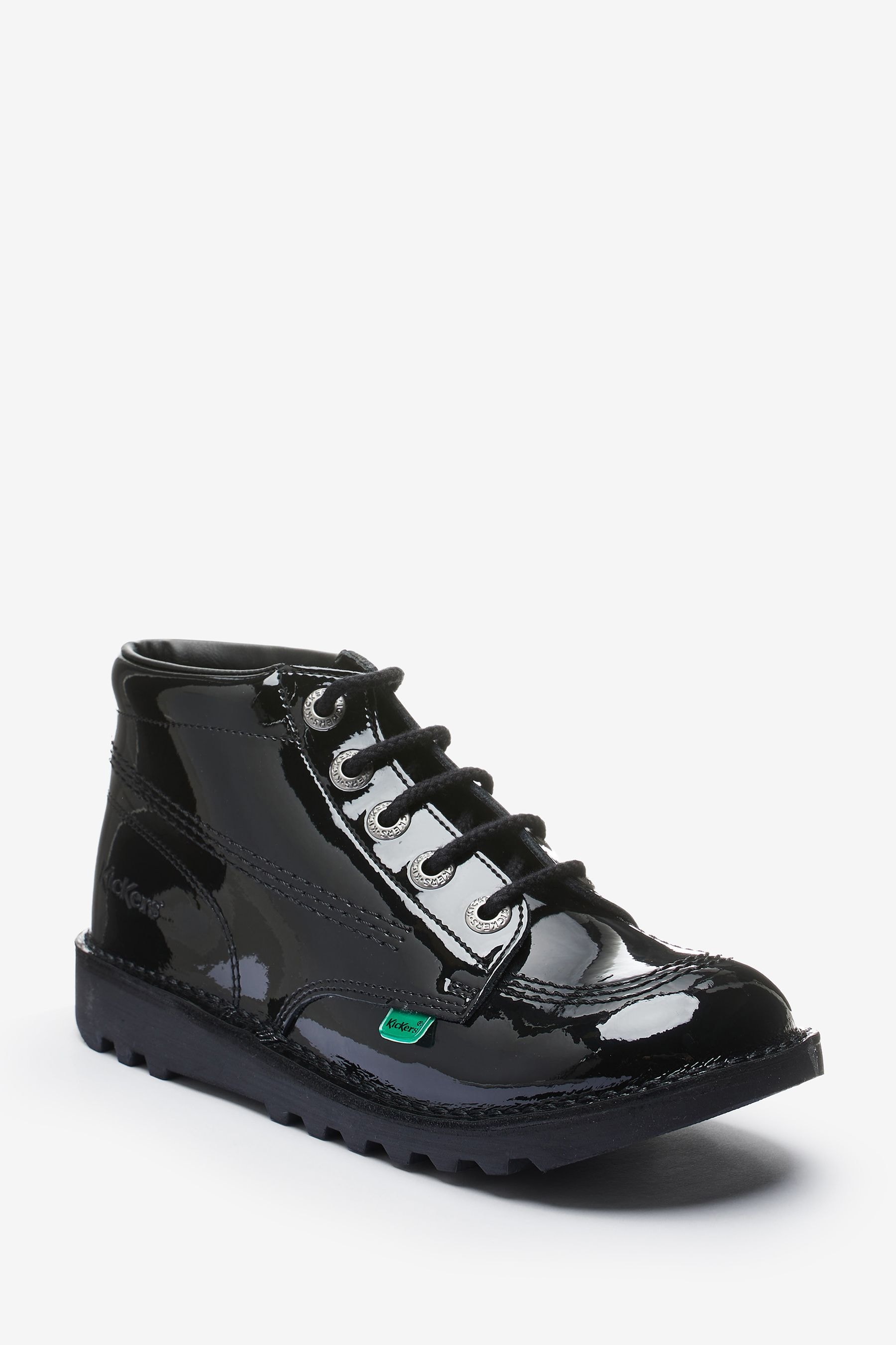 Kickers Black Youth Hi Patent Leather Shoes