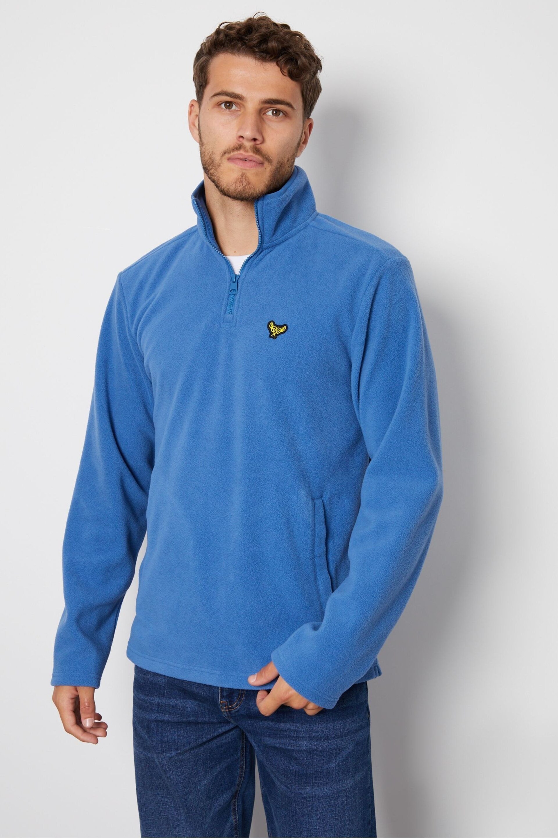 Threadbare Light Blue 1/4 Zip Fleece Sweatshirt - Image 2 of 4