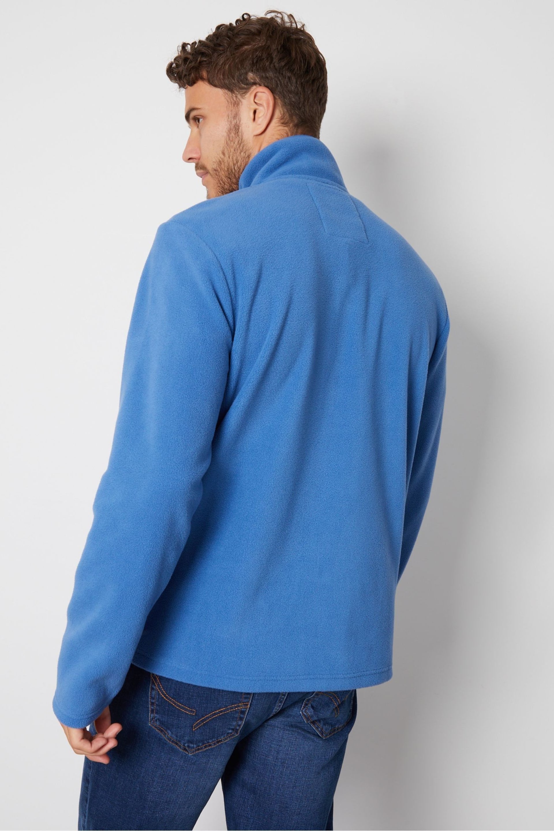 Threadbare Light Blue 1/4 Zip Fleece Sweatshirt - Image 3 of 4