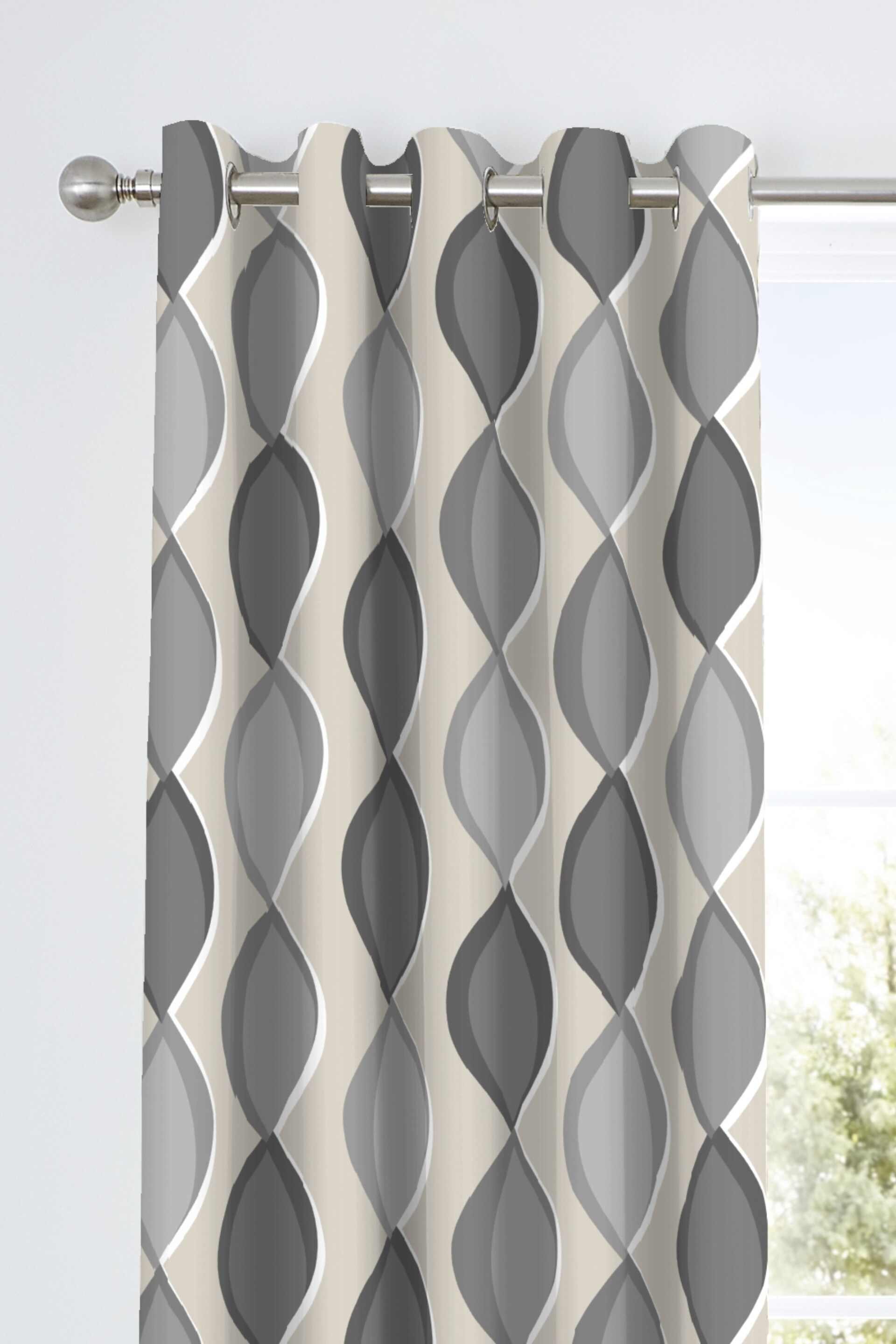 Fusion Grey Lennox Cotton Eyelet Curtains - Image 2 of 3