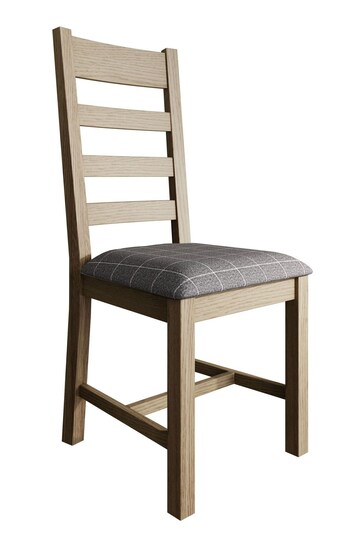 K Interiors Smoked Oak Embleton Solid Wood Slatted Chair Fabric Seat