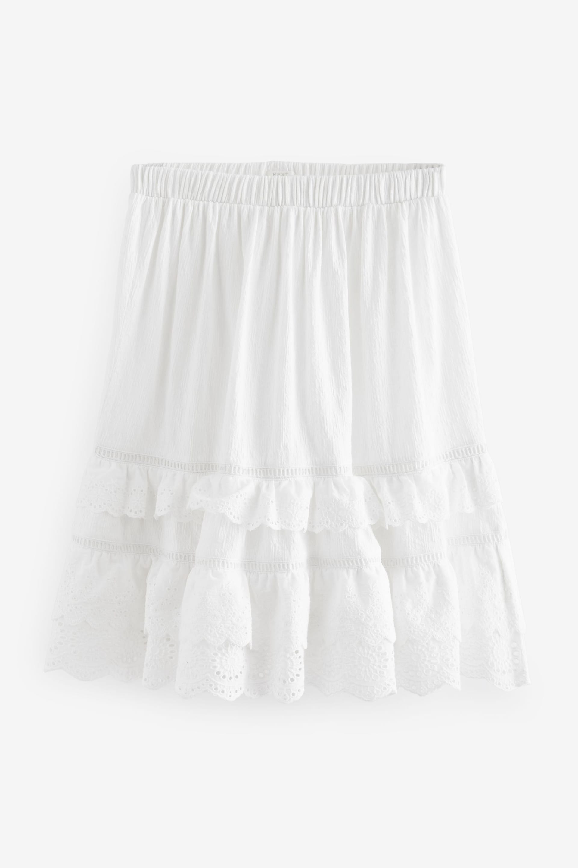White Textured Broderie Maxi Skirt (3-16yrs) - Image 4 of 6