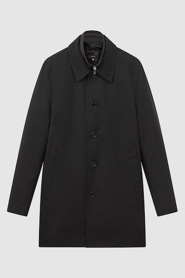 Reiss Black Perrin Jacket With Removable Funnel-Neck Insert
