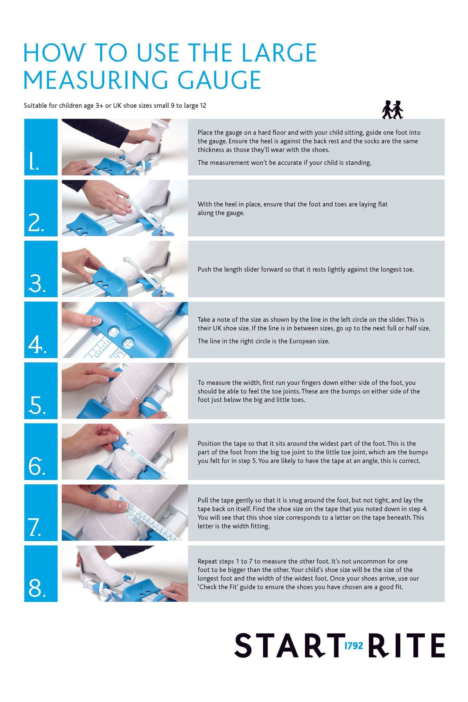 Measuring children's hot sale feet uk