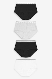 White/Black/Grey Midi Cotton Rich Logo Knickers 4 Pack - Image 1 of 8